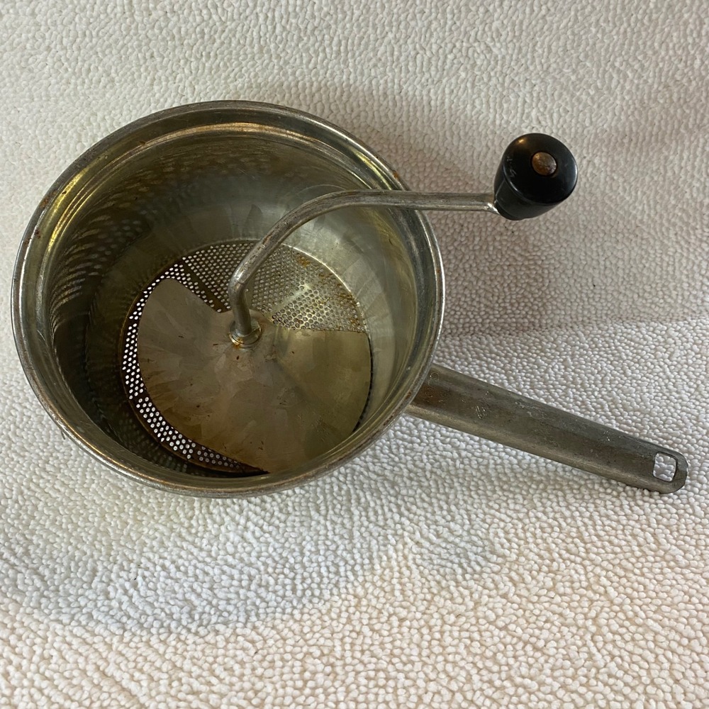 Vintage Foley Food Mill Silver Stainless Steel Manual Hand Crank Strainer USA